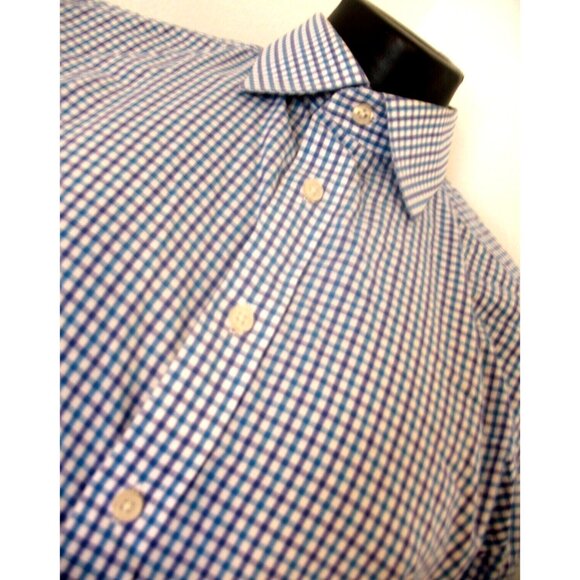 Charles Tyrwhitt Shirt Men large16.5/33 Blue ExtraSlim plaid Long Sleeve Button - Picture 10 of 12